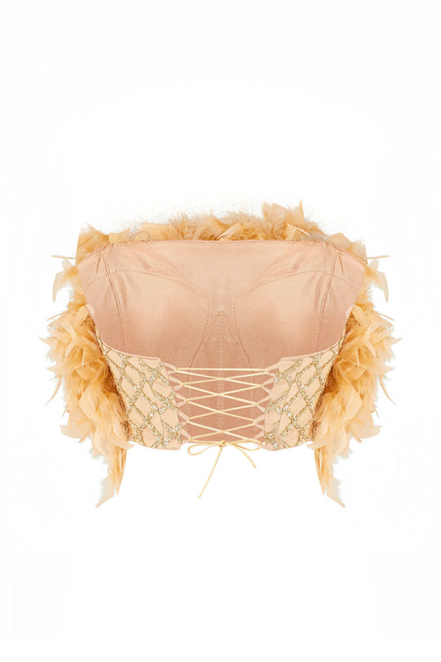 Feathered Crop Top